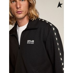Zlatá Hus Black Denis Star zber mikina na zips s kontrastné biele hviezdy, čierne