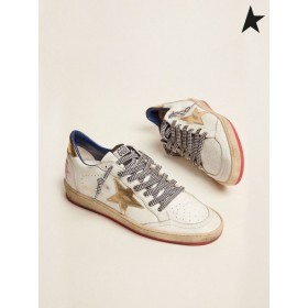 Zlatá Hus Loptu Star S.R.O tenisky v bielej kože s zlata laminované kožené vložky biela