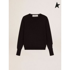 Zlatá Hus Zlaté kolo zberu-krku sveter v čiernej vlny čierna