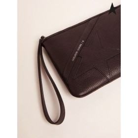 Zlatá Hus Black Star Zápästie spojka taška v zrnitá kože Koža Farba / Farba Kože