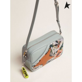 Zlatá Hus Celadon Star Taška v tĺkol kože s žakárové tlač a karamelu-farebné star červená červená strieborná