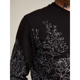 Zlatá Hus Black Cesty zber Archibald mikina s kontrastné biela výšivka čierna