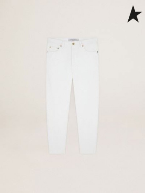 황금알을 낳는 거위 흰색 불 데님 여행 컬렉션 행복 바지 흰색