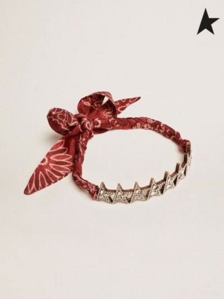 황금알을 낳는 거위 성급 Jewelmates 컬렉션에 초커 목걸이 오래된 골드 색상으로 장식적인 성과 결정 및 인쇄 스카프 골드 색상