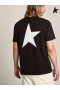 Golden Goose Black Star collection T-shirt with contrasting white logo and star black