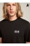 Golden Goose Black Star collection T-shirt with contrasting white logo and star black
