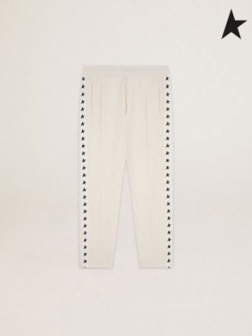 황금알을 낳는 파피루스는 화이트 트리플 성급 호텔 컬렉션을 조깅 바지 검은 별에 양면 흰색