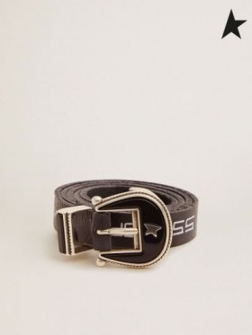 황금알을 낳는데오 벨트에 까만 가죽과 대조 필기 문자는 블랙