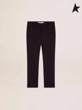 황금알을 낳는 거위 울 담배 바지 진한 파란색