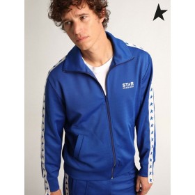 황금알을 낳는 거위 밝은 파란색 Denis 성급 호텔 컬렉션을 압축 스웨트셔츠 화이트 스트립 및 콘트라스트 밝은 파란색 별이 밝은 파란색