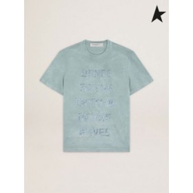 황금알을 낳는 거위 회색 여행 컬렉션 T-셔츠와색 글자색