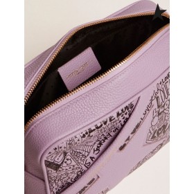 Golden Goose 라일락을 망치 가죽 스타 백색 가죽 성급과 검은 모든 낙서 인쇄 라일락