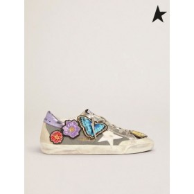 황금알을 낳는 거위 슈퍼 스타 Penstar LAB 운동화를 가진 벨크로 위와 포르투기저 라 패치 grey