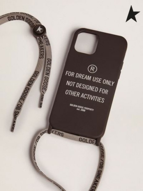 Crna torbica Golden Goose za iPhone 12 i 12 Pro s kontrastnim bijelim natpisom Black