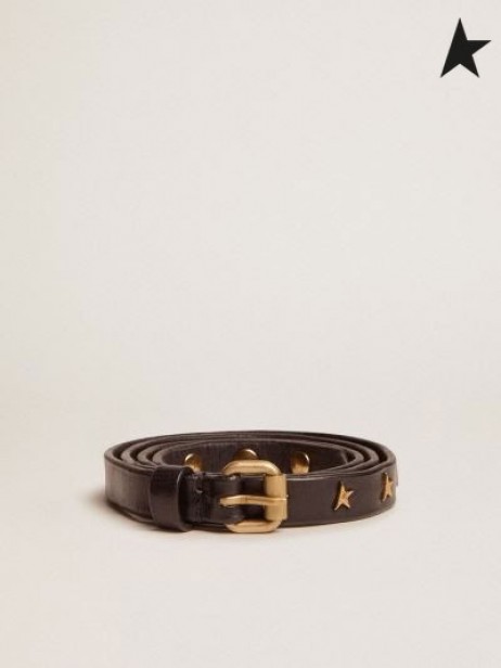 Kožni remen Golden Goose Molly crne boje sa zakovicama u obliku zvijezde crne boje