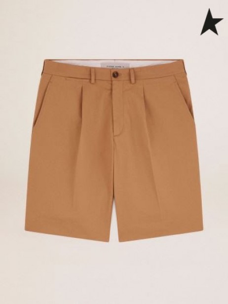 Kratke hlacice-bermuda Golden Goose Golden collection bež boje od pamuka bež boje