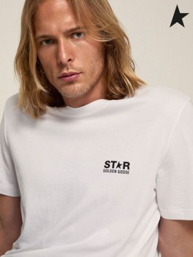 T-shirt Golden Goose White Star collection s kontrastom crnim logom i bijela zvijezda