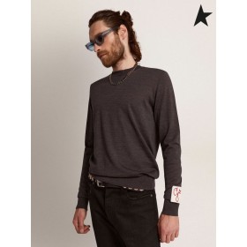 Pulover okruglog izreza Golden Goose Golden collection od tamno-sivi меланжевой vune tamno sive boje