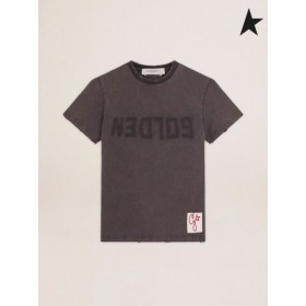 T-shirt Golden Goose Golden collection антрацитово-sive boje s потертым uzorak tamno sive boje