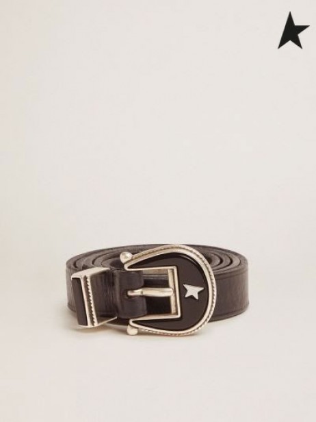 Golden Goose Black leather Rodeo belt with tone-on-tone buckle black