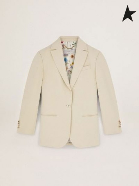 Golden Goose Creme-färgade Resan samling Bova single-breasted jacka grädde