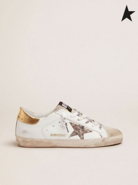 Golden Goose Vit Super-Star sneakers med leopard-print star vit leopard