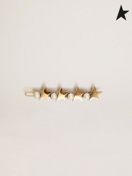 Golden Goose Arv Jewelmates kollektion lace lock i gamla guld färg med dekorativa pärlor i vitt guld färg