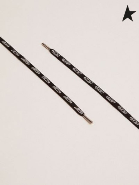 Golden Goose svart skosnören med silver skosnören skriva ut svart silver