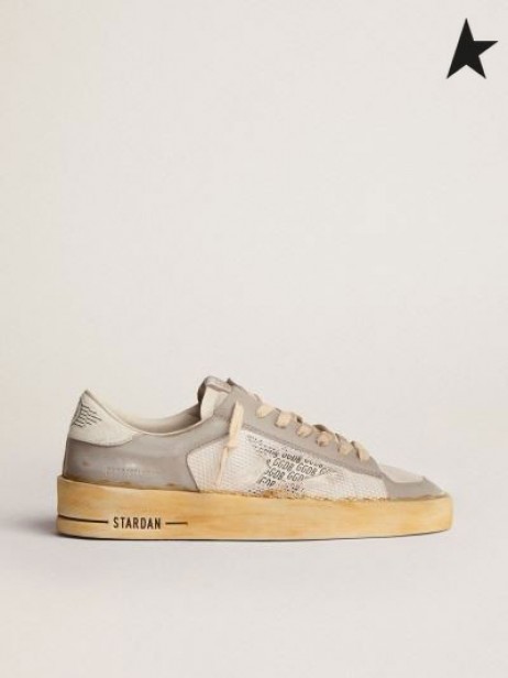 Golden Goose Stardan sneakers med vita läder stjärna med GGDB ut och vit crackle-läder häl fliken vit grå vit svart