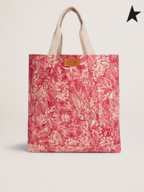 Golden Goose Golden Resort Capsule collection duk Ocean väska i vintage red med kontrasterande vit toile de jouy skriva ut röd