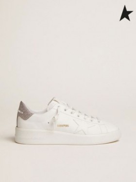 Golden Goose Purestar sneakers with glittery silver heel tab white silver