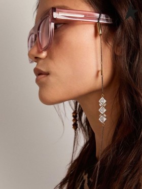 Golden Goose Déco Jewelmates samling glasögon kedja i gamla guld färg