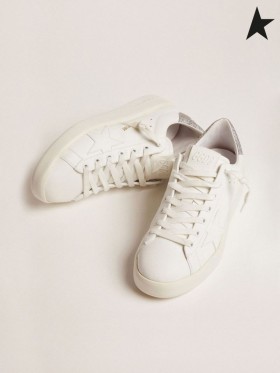 Golden Goose Purestar sneakers with glittery silver heel tab white silver