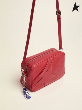 Golden Goose Stjärniga Väska med axelrem som gjorts av steniga läder röd