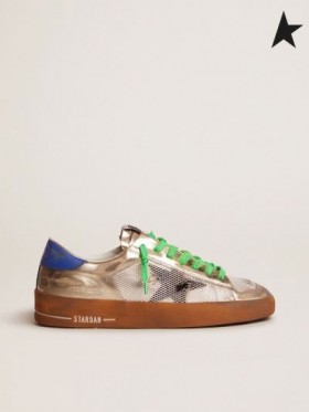 Golden Goose Stardan LAB sneakers i laminerat läder och mesh med en elektrisk blå häl fliken svart Fluorescerande grön