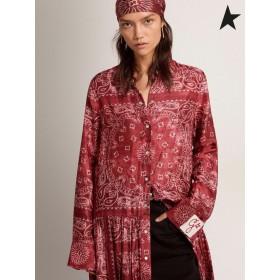 Golden Goose Golden collection shirt klänning i vinrött med paisley ut bourgogne
