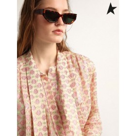 Golden Goose Pastell gul Resa samling shirt med rosett på krage och i Art Déco-stil plumetis ut gula