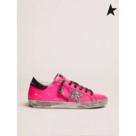 Golden Goose Fuchsia Super-Star sneakers med glitter star vit silver svart
