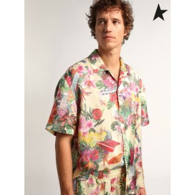 Golden Goose Pastell gul Resa samling Clarissa shirt med all-over mångfärgade tropiska ut gula