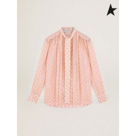 Golden Goose Pastell gul Resa samling shirt med rosett på krage och i Art Déco-stil plumetis ut gula