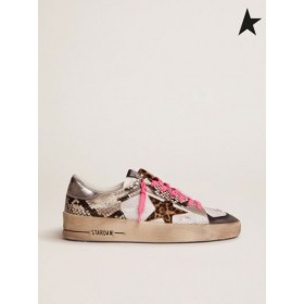 Golden Goose Stardan LAB sneakers med orm-print läder övre och leopard-print ponny huden stjärniga Snakeskin leopard