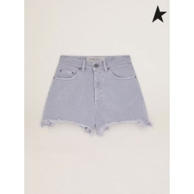 Golden Goose Lavendel-färgad denim Resa samling kortfilmer med sliten effekt hem lavendel