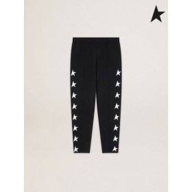 Golden Goose Svart Doro Star collection jogging byxor med kontrasterande vita stjärnor svart