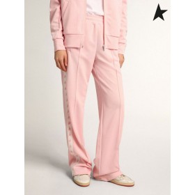 Golden Goose Rosa Dorotea Star collection jogging byxor med vita band och rosa stjärnor på sidorna rosa vit