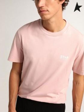 Beyaz logolu ve yıldız lavanta pembeli altın Kaz Lavanta pembesi Yıldız koleksiyonu tişört