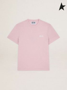 Beyaz logolu ve yıldız lavanta pembeli altın Kaz Lavanta pembesi Yıldız koleksiyonu tişört