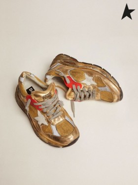 Altın Kaz altın Baba-Yıldız spor ayakkabı altın rengi beyaz kırmızı