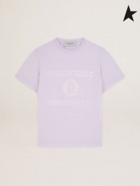 Golden Goose Lavender Journey collection T-shirt with white Golden Goose University print lavender