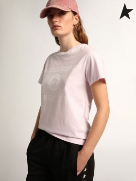 Golden Goose Lavender Journey collection T-shirt with white Golden Goose University print lavender