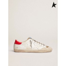 Kırmızı deri topuk tırnaklı ve beyaz astarlı altın Kaz Penstar Süper Yıldız spor ayakkabı